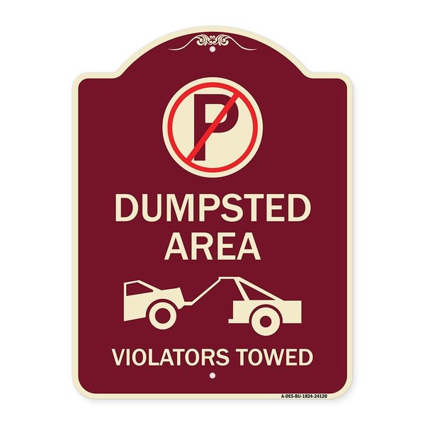 Signmission Dumpster No Parking Dumpster Area Violators Towed Heavy-Gauge Alum Sign, 24" x 18", BU-1824-24120 A-DES-BU-1824-24120